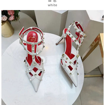 Nuovi Sandali con Tacco Alto e Borchie Primavera/Estate 2026, Sandali a Punta con Tacco Sottile, Scarpe Singole con Borchie platinumshop