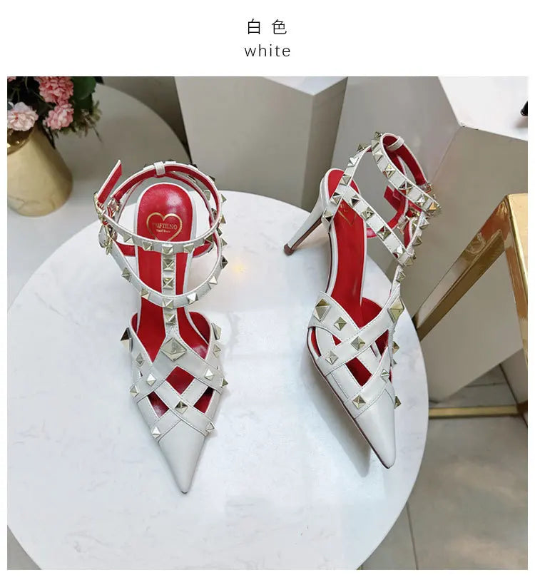 Nuovi Sandali con Tacco Alto e Borchie Primavera/Estate 2026, Sandali a Punta con Tacco Sottile, Scarpe Singole con Borchie platinumshop