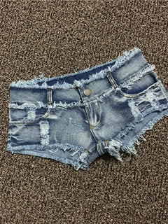 Sexy Charming Button Low Waist Denim Shorts Women Clothing Fashion Jeans Super Shorts NightClub DJ Pole Dance DS Party Hot Pants