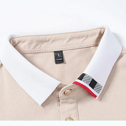 Men's New Summer 2024 Pure Cotton Short-Sleeve T-shirt Men's High-End Casual Lapel Half-Sleeve Polo Men's Top