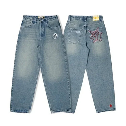 Jeans Boot Cut Retrò Miss Me da Donna, Nuovi Jeans Blu Y2K con Tasche Ricamate, Stile Hip Hop Harajuku Gotico, Pantaloni Larghi Streetwear