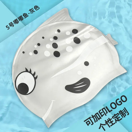 Cuffia da nuoto per bambini Cuffia da nuoto impermeabile per cartoni animati per ragazzi e ragazze Cuffia da nuoto universale in silicone morbido a forma di pesce