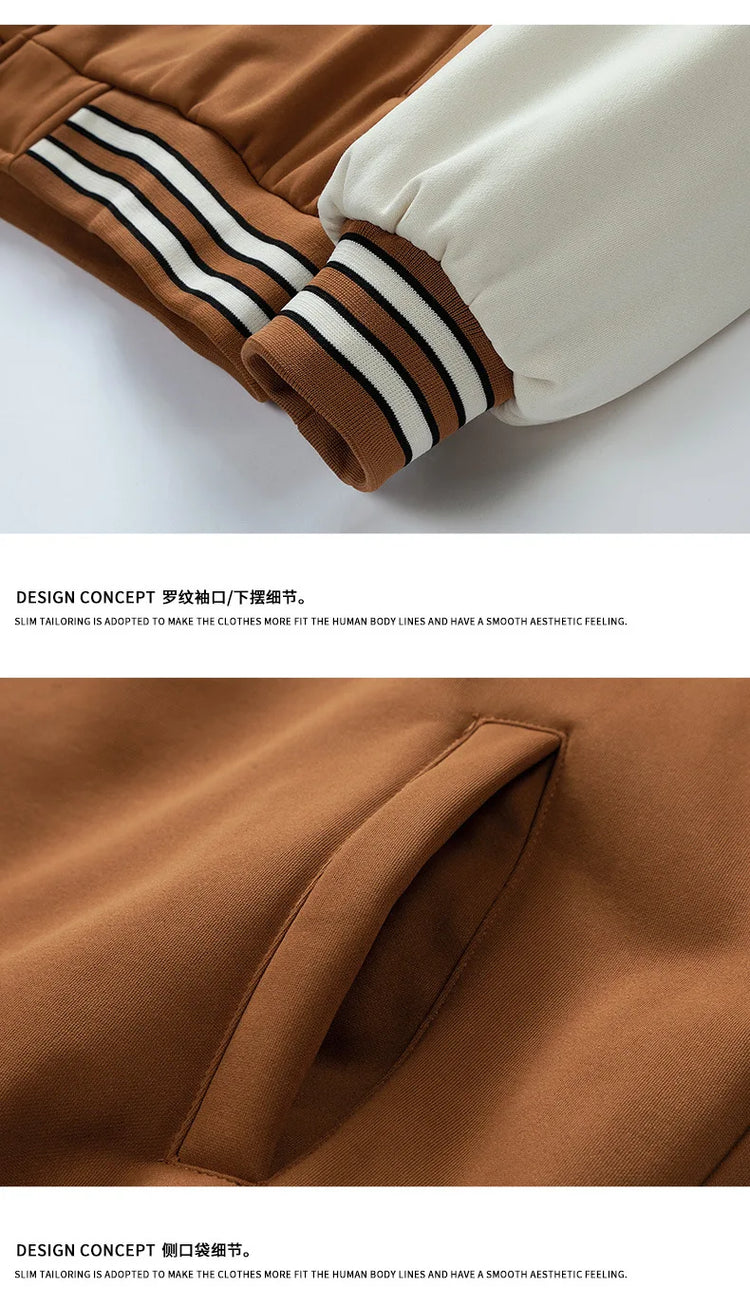 New Fashion Men Hooded Baseball Jackets Male Fake Two-piece Sweatshirt Jackets Winter Coats Quality Man Cardigan Sweatshirts 3XL