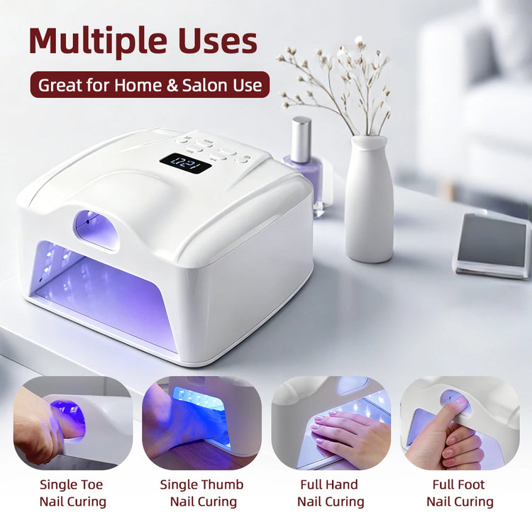 2 IN 1 UV LED Nail Dryer Auto Sensor 78 LEDs Dual Port Fast Curing Nail Light for Single Finger Toe Full Hand Manicure Pedicure