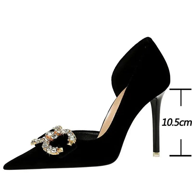 Tacchi alti di lusso Donna 7 cm Tacchi a spillo da 10,5 cm Décolleté da donna con strass in metallo Scarpe da sposa moda Scarpe da ballo sexy da donna 2026 platinumshop