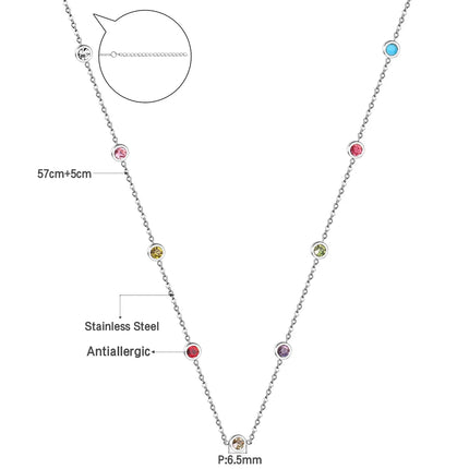 LUXUSTEEL Neckalce For Women No Fade Colorful Crystal Pendant  Lady Girls Accessories 2022 Hot Sale Long Chains Necklaces PlatiNum