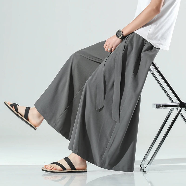 Abbigliamento da uomo in stile cinese estate sottile seta di ghiaccio pantaloni larghi Casual da uom