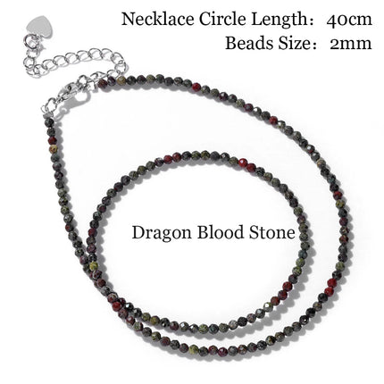 Mini Stone Beaded Necklace 2mm Faceted Natural Agat Quartzs Necklaces Female Fashion Party Choker for Women Girls Jewelry Gift PlatiNum