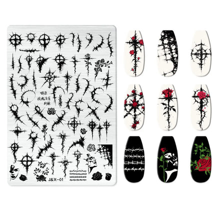 Flowers Love Nail Stamping Newspaper Splice Theme Irregular Stamping Plates Letter Nail Art Printing Stencil Tool Big Size Tools