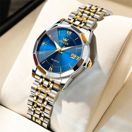 OLEVS 9931 Elegante Orologio da Donna di Lusso, Marca Originale, Movimento al Quarzo, Impermeabile, in Acciaio Inossidabile, Luminoso con Data platinumshop