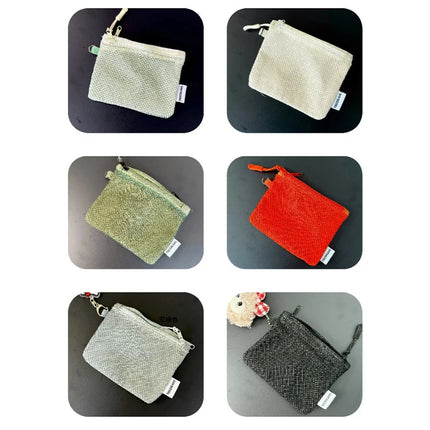 Travel Makeup Storage Bags New Mesh Coin Purse Simple Portable Mini Bag Multi-purpose Square Bag Double-layer Zipper Card Holder PlatiNum