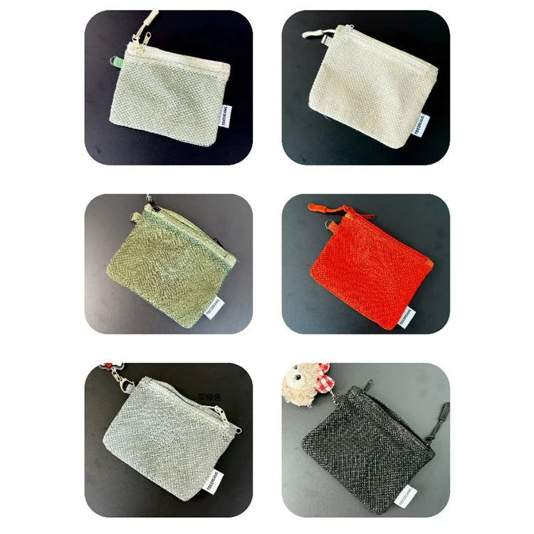 Travel Makeup Storage Bags New Mesh Coin Purse Simple Portable Mini Bag Multi-purpose Square Bag Double-layer Zipper Card Holder PlatiNum