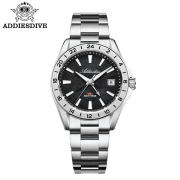 ADDIESDIVE Dual Time Zones Men's Watch AD2548 Luminous Sapphire Swiss 515-24H Quartz Watch Diving 200m Waterproof GMT Watch New