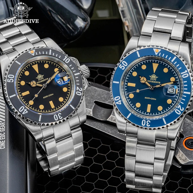 ADDIESDIVE 41mm AD2054 Men's Watch Diving Japanese Quartz Movement 200m Waterproof 316L Stainless Steel Ceramic Bezel Luminous