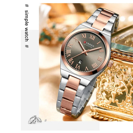CURREN Orologio da donna, Orologi da donna, Orologi da donna, Abito alla moda impermeabile Bracciale in acciaio inossidabile Orologi analogici Data platinumshop