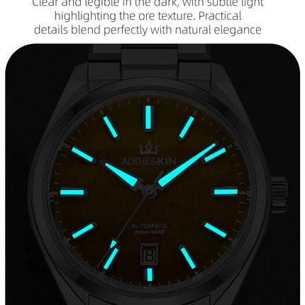 AddiesKin K010 Automatic Watch for Men Natural Tiger Eye Dial Miyota 9015 Movement Sapphire Crystal 200 Waterproof Luminous Gift