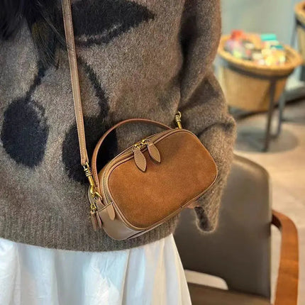 Women's Genuine Suede Cowhide Leather Shoulder Bag Soft Cow Versatile Ladies Crossbody Bag Trendy Luxury Female Designer PlatiNum