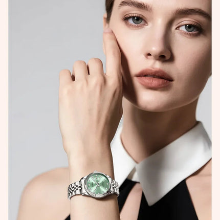OLEVS 3705 Orologio da donna 30M Orologio al quarzo con data impermeabile per donna Orologio da donna di lusso con scala di diamanti a specchio ad alta durezza platinumshop
