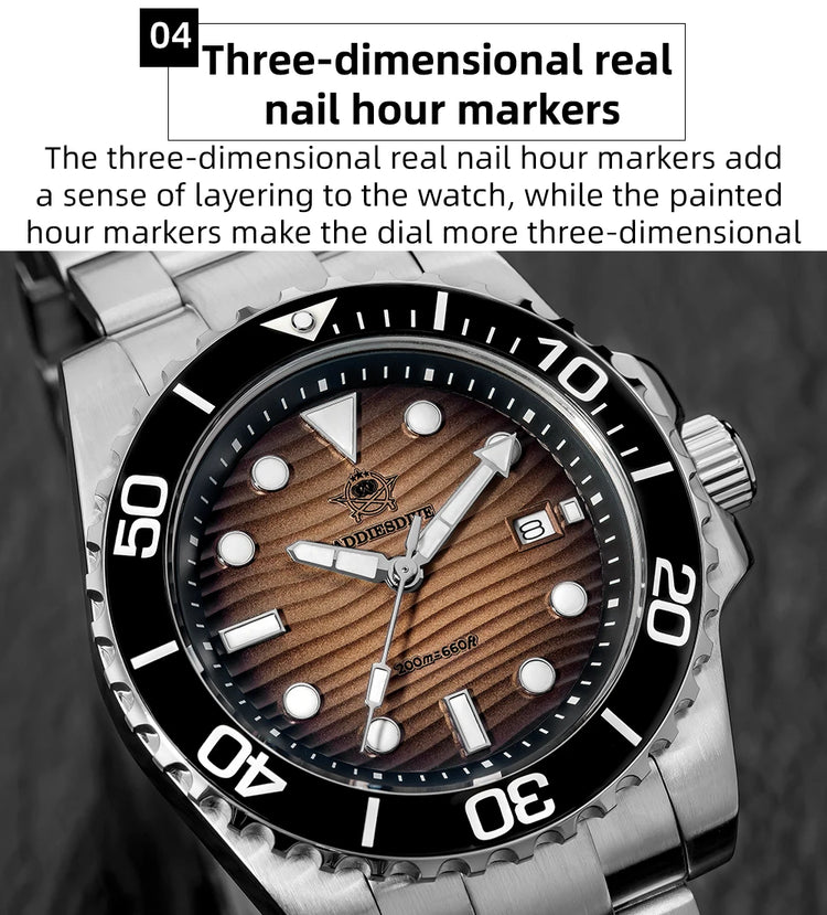 ADDIESDIVE Luxury Men's Quartz Watch Japan 2115 Stainless Steel Diving Luminous Watches 200m Waterproof High-End Wristwatch New