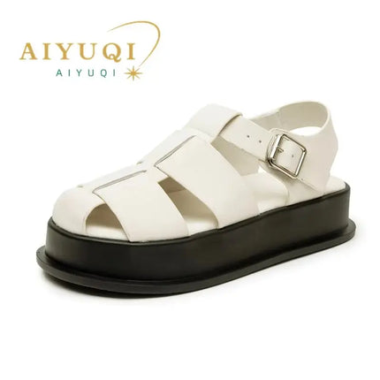 AIYUQI Women's Closed-Toe Sandals, New Summer 2026 Roman Sandals, Fashionable Woven Women's Thick-Soled Casual Shoes