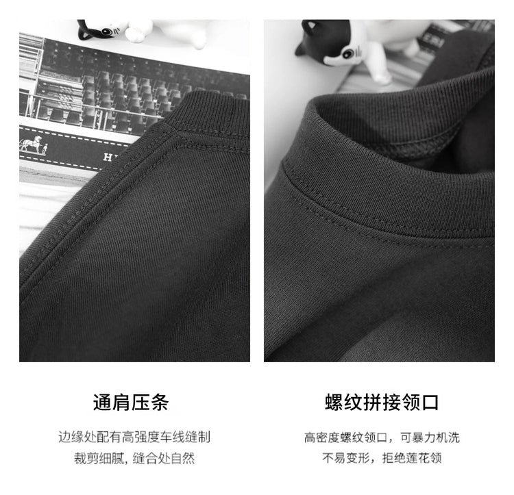 600G Heavy Cotton Short-sleeved T-shirt Men's and Women's Summer Loose Casual Trend Versatile Round Neck Half-sleeved Clothes PlatiNum