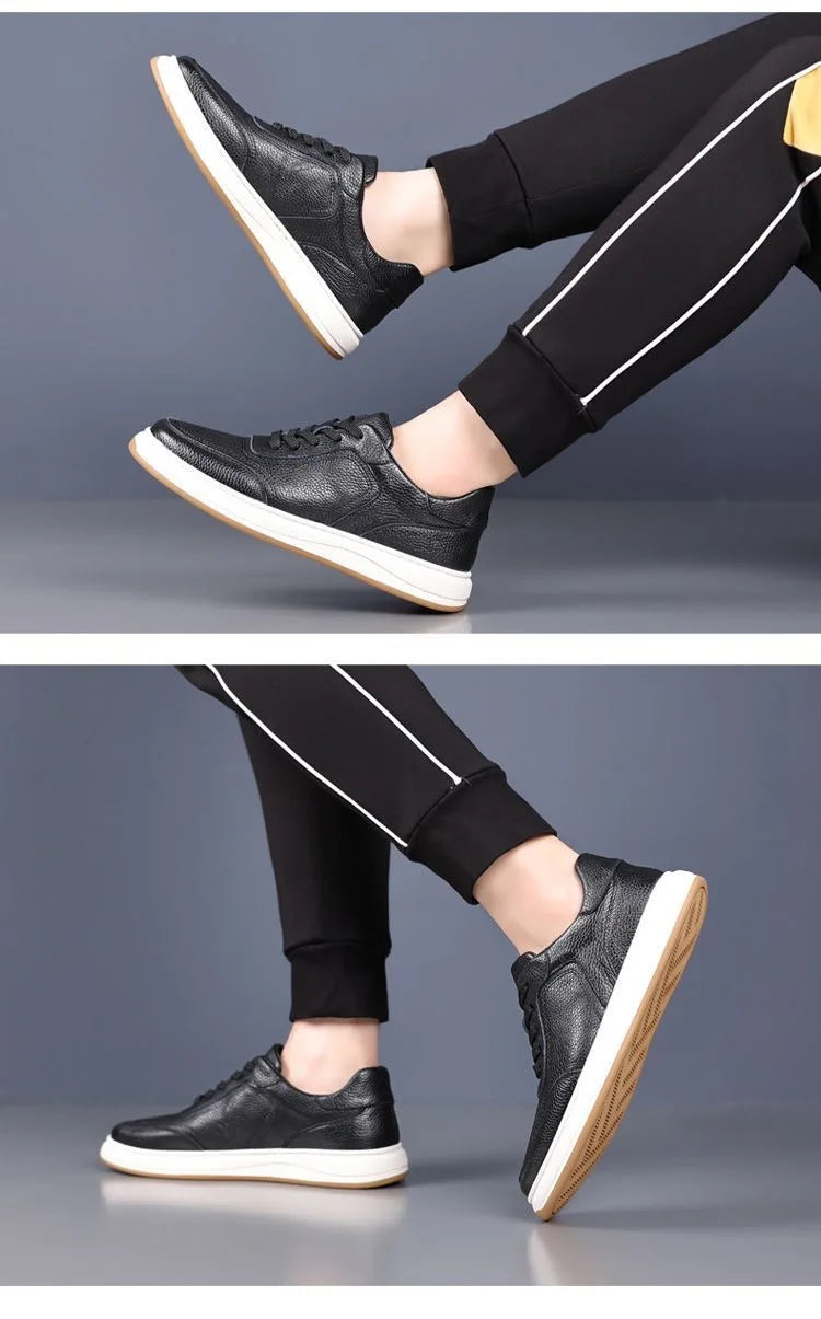 2026 New Men's Leather Shoes Casual Spring Autumn Fashionable Genuine Cowhide Slip-On Breathable Comfortable Anti-Slip Shoes