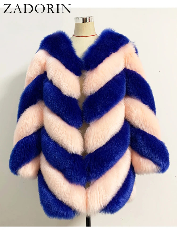 ZADORIN New Fashion Women Luxury Faux Fox Fur Coat Women Fashion Winter Coat Thick Warm Fake Fur Jacket Coats Chaqueta Mujer