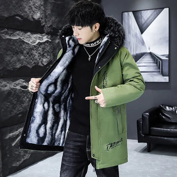 Winter Men's Long Down Jacket Fashion Male Thermal Parkas Coats Casual Men Classic Fur Collar Warm Padded Jackets Clothing 5XL