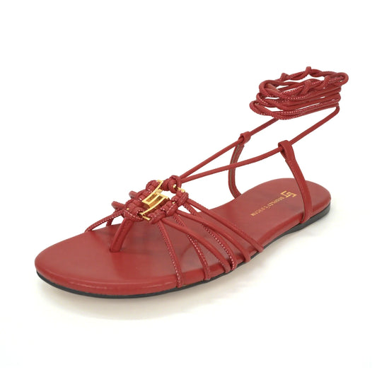 2025 Summer New Flat Leather Sandals Fashion Open toed Metal Buckle Party Sandals GJ Brand Clone Bohemian Casual Women's Shoes