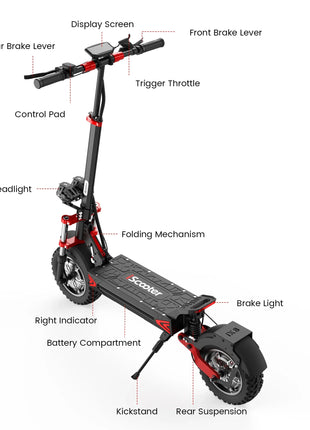 Monopattino elettrico iScooter iX8 2400W per adulti, 48V 20Ah, pneumatici fuoristrada da 12 pollici, pieghevole per il trasporto urbano, E-Scooter