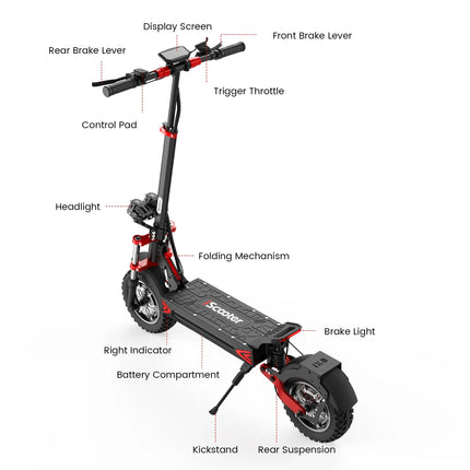 Monopattino elettrico iScooter iX8 2400W per adulti, 48V 20Ah, pneumatici fuoristrada da 12 pollici, pieghevole per il trasporto urbano, E-Scooter