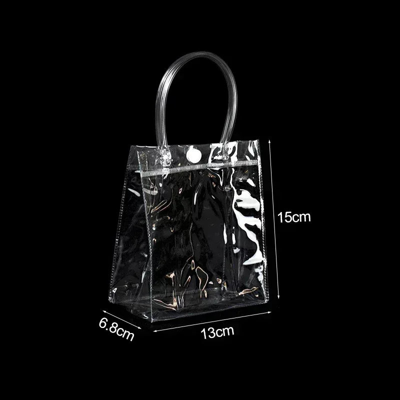 10/20Pcs Transparent Gift Bag with Handle Wedding Birthday Party Candy Gift Packaging Reusable Tote Bag Christmas Baby Shower - PlatiNum
