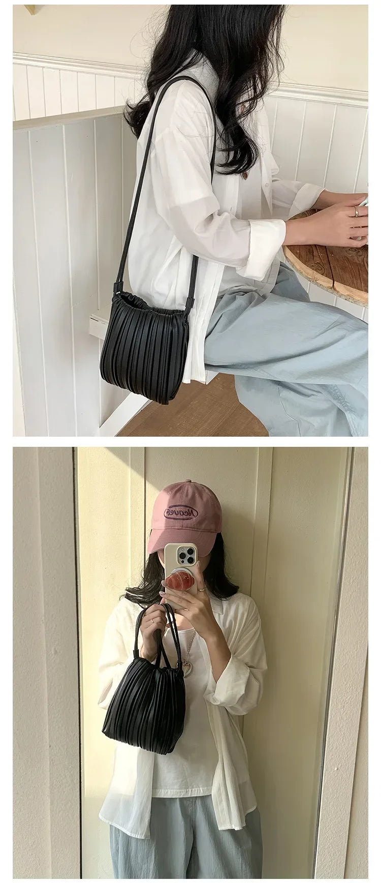 Summer Fashion New Crossbody Bag Women's PU Single Shoulder Mini Bag Luxury Versatile Pleated Casual Small Square Bag Handbags PlatiNum