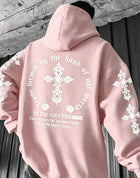 2026 Royal Blue Gothic Cross Hoodie Men Women Rose Print Oversized Pullover Y2K Streetwear Casual Sweatshirt