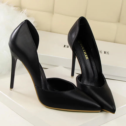 Donne di estate 10.5 centimetri Tacchi Alti Pompe di Pelle Femminile Escarpins Elegante Dolce Giallo Rosa Stiletto Della Signora Tacchi Da Sposa Scarpe Cave