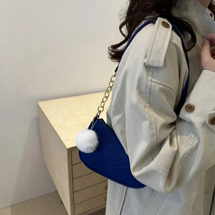 Mini Women Shoulder Bags Fashion Felt Women's Bag Design Advanced Underarm Handbags Mini Saddle Bag PlatiNum