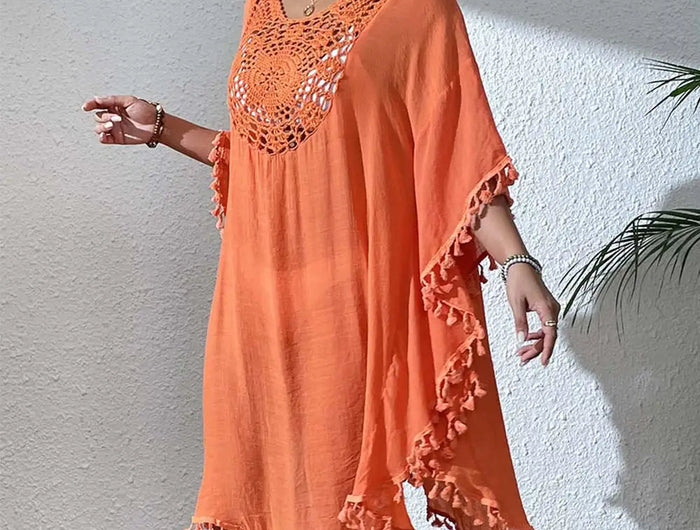 Abito Copricostume Estivo da Donna con Scollo Quadrato, Protezione Solare, Vestibilità Ampia, Traforato, per Spiaggia e Vacanze platinumshop