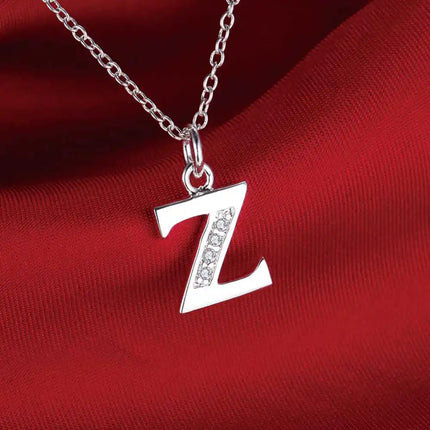 26 Letters 925 Sterling Silver Necklace Pendant Zircon For Women Exquisite Student Girlfriend Jewelry Accessories Wedding Gift PlatiNum