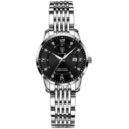 POEDAGAR Orologio da donna di lusso Orologio da donna impermeabile in acciaio inossidabile con data luminosa Orologi al quarzo da donna semplici e casual alla moda platinumshop