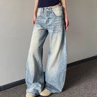 Jeans Vintage da Donna, Stile Americano Retrò, Gamba Larga Y2k, Vita Alta, Blu Chiaro, Pantaloni da Cowboy