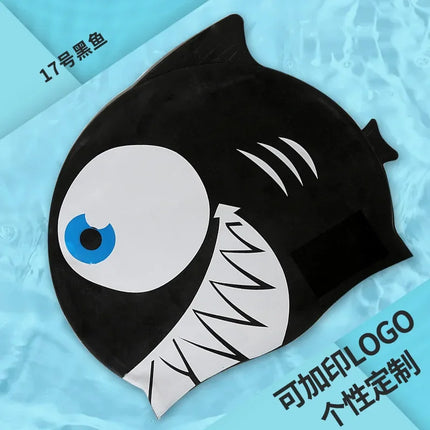 Cuffia da nuoto per bambini Cuffia da nuoto impermeabile per cartoni animati per ragazzi e ragazze Cuffia da nuoto universale in silicone morbido a forma di pesce