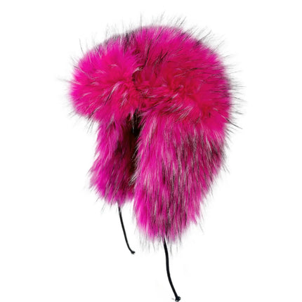Y2K Fluffy Popular Russian Female Round Earflap Cap Faux Fur Winter Warm Hat For Women Faux Fox Raccoon Fur Beanies Bomber Gorra