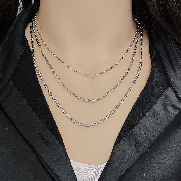 316 Stainless Steel Necklaces For Women Necklace Long Beads Chain Necklace Choker Necklace Bead Necklace Fashion Jewelry Gift PlatiNum