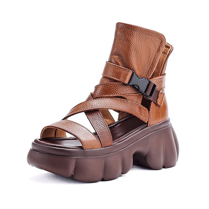 Women's Leather Slip-on Shoes, New Style 2026, Closed-Toe Shoes, Roman Style Sandals, Women's Retro Platform Shoes