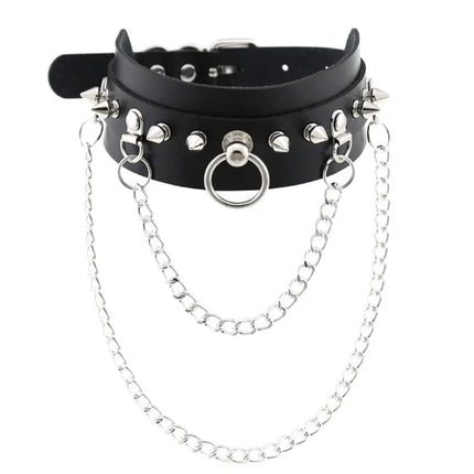 1Pc Harajuku Cuore Sexy Rivetti Cuoio DELL'UNITÀ di elaborazione Nero Goth Punk Girocollo Per Y2K Ragazze FAI DA TE Goth Star Pentagramma Collane Grosse Gioielli PlatiNum