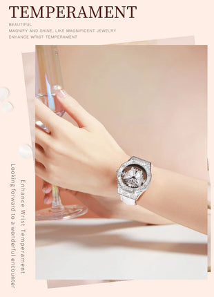OLEVS 9996 Orologio Elegante di Lusso da Donna, Orologio al Quarzo Scheletrato, Impermeabile, con Quadrante Luminoso e Diamanti, Regalo Originale platinumshop