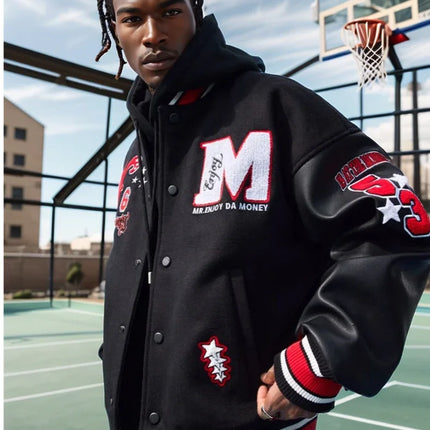 Streetwear Bomber Baseball Jacket Men Y2K Hip Hop Letter Embroidered Leather Retro Jacket Men Motorcycle Wear Zipper Coats Male