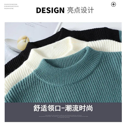 Winter Fashion Sweater Men Patchwork Casual Knit Pullovers Mens Thick Warm Harajuku Loose Knitted Sweaters O-Neck Streetwear Man