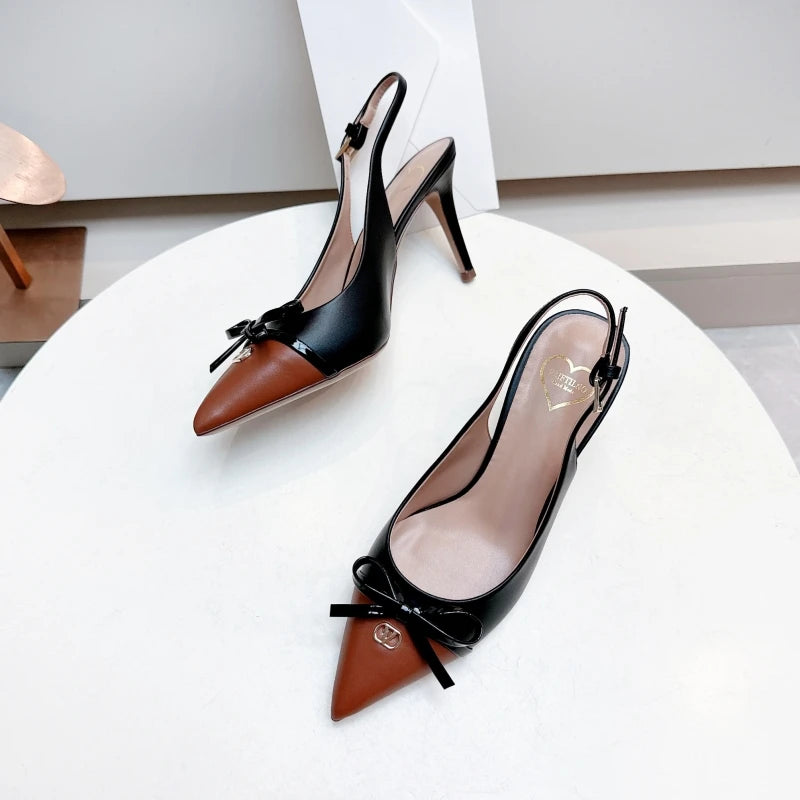 Heels sandals Gladiator summer luxury Brand 2025 bow Women High Heels Pointed toe designer Elegant Slingbacks Party Ladies Shoes