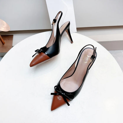 Heels sandals Gladiator summer luxury Brand 2025 bow Women High Heels Pointed toe designer Elegant Slingbacks Party Ladies Shoes